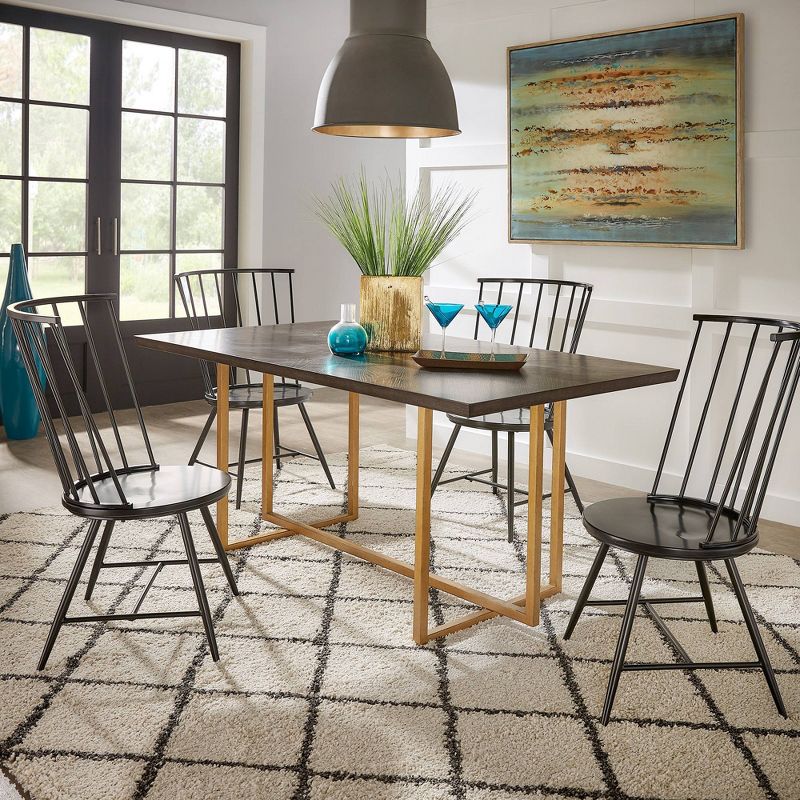 68&#34; Jay Charcoal Brown and Gold Finish Rectangular Dining Table Brown - Inspire Q, 5 of 10