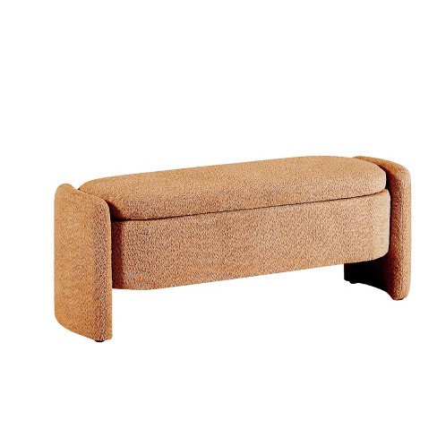 NicBex Doris Lamb Fleece Storage Bench Orange - image 1 of 4