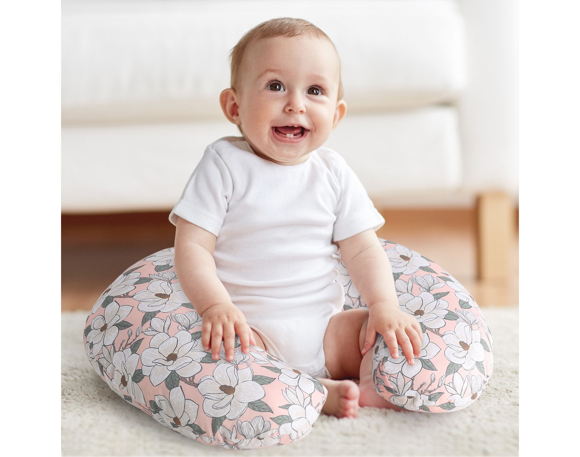 The Peanutshell Nursing Pillow for Breastfeeding, Breast Feeding Pillows for Babies, New Baby Essentials, Magnolia