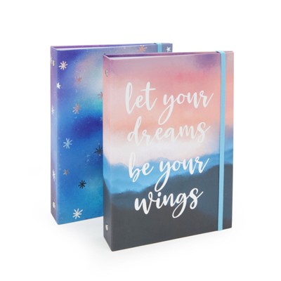 Paper Junkie 2 Pack Inspirational Quotes 3 Ring Mini Binder, 50 Sheets, 5.5 x 8.5 in
