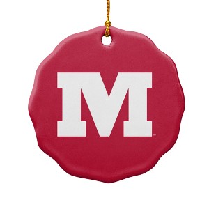 Monmouth College Primary Logo Porcelain Scalloped Holiday Christmas Tree Ornament  2.8" (7.1 cm) - 1 of 4