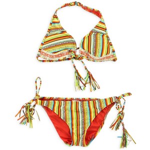 Lucky Brand Womens Striped Crochet Side Tie 2 Piece Bikini - 1 of 1