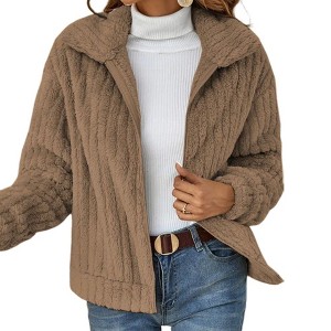 Coolmee Women's Jacket Winter Warm Full Zip Long Sleeve Jacket Coat Outerwear - 1 of 4