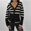 Women's Striped V Neck Knit Cardigan - beige botany - 3 of 4