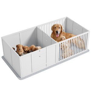 PawHut Whelping Box for Dogs, Dog Whelping Box with Waterproof Pee Pad & Adjustable Door for Small, Medium & Large Breed Dogs, 65" x 31.5" - 1 of 4