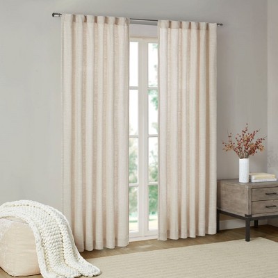 MAYEERTY Faux Linen Rod Pocket and Back Tab Fleece Lined Curtain Panel(Only 1 Pc Panel)