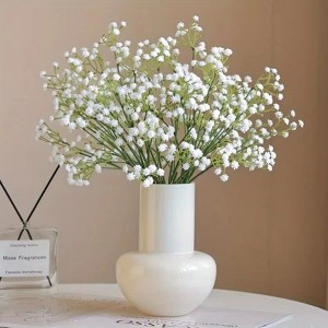 Attop 10pcs Simulation Babies Breath Fake Flower White Artificial Gypsophila Flowers Wedding Bridal DIY Bouquet Decor Arrangement - 1 of 4