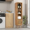 Tangkula Slim Tall Rattan Storage Cabinet Boho Accent Bookshelf w/ Rattan Door 12-Position Adjustable Shelf & Solid Wood Legs Black/Natural/White - 4 of 4