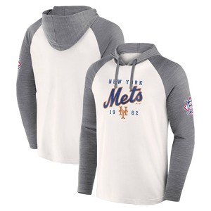 MLB New York Mets Men's White Long Sleeve Lightweight Bi-Blend Hooded Sweatshirt - 1 of 3