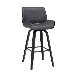 26" Tyler Swivel Faux Leather Wood Counter Height Barstool Gray - Armen Living: Elegant Rectangle High Back with Footrest - 1 of 4