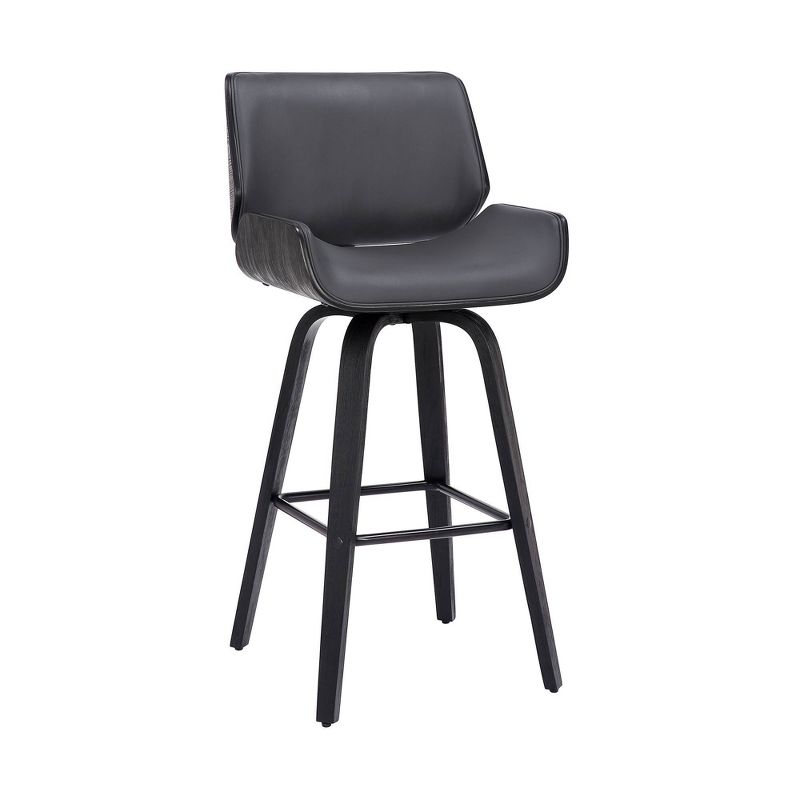 26&#34; Tyler Swivel Faux Leather Wood Counter Height Barstool Gray - Armen Living, 3 of 12