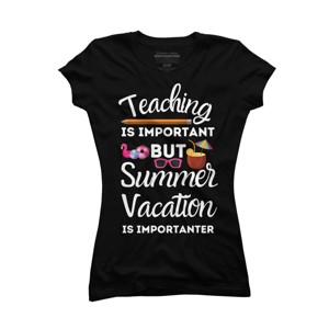 Junior's Design By Humans Summer Vacation Is Importanter By simonani T-Shirt - 1 of 2