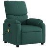 vidaXL Massage Recliner Chair Wingback Reclining Armchair for Elderly Fabric - Dark Green Manual Push Back - 3 of 4
