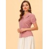 INSPIRE CHIC Women's Vintage Polka Dots Peter Pan Collar Puff Short Sleeve Shirt - 2 of 4