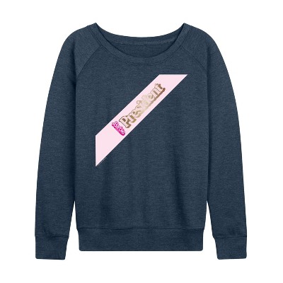 Women's Barbie Barbie President Sash Lightweight French Terry Slouchy - Heather Indigo - X-Large