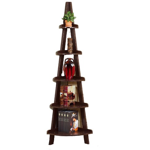 Fc Design 5 Tier Corner Bookcase Wooden Display Shelf Storage Rack  Multipurpose Shelving Unit In Red Cocoa Finish : Target