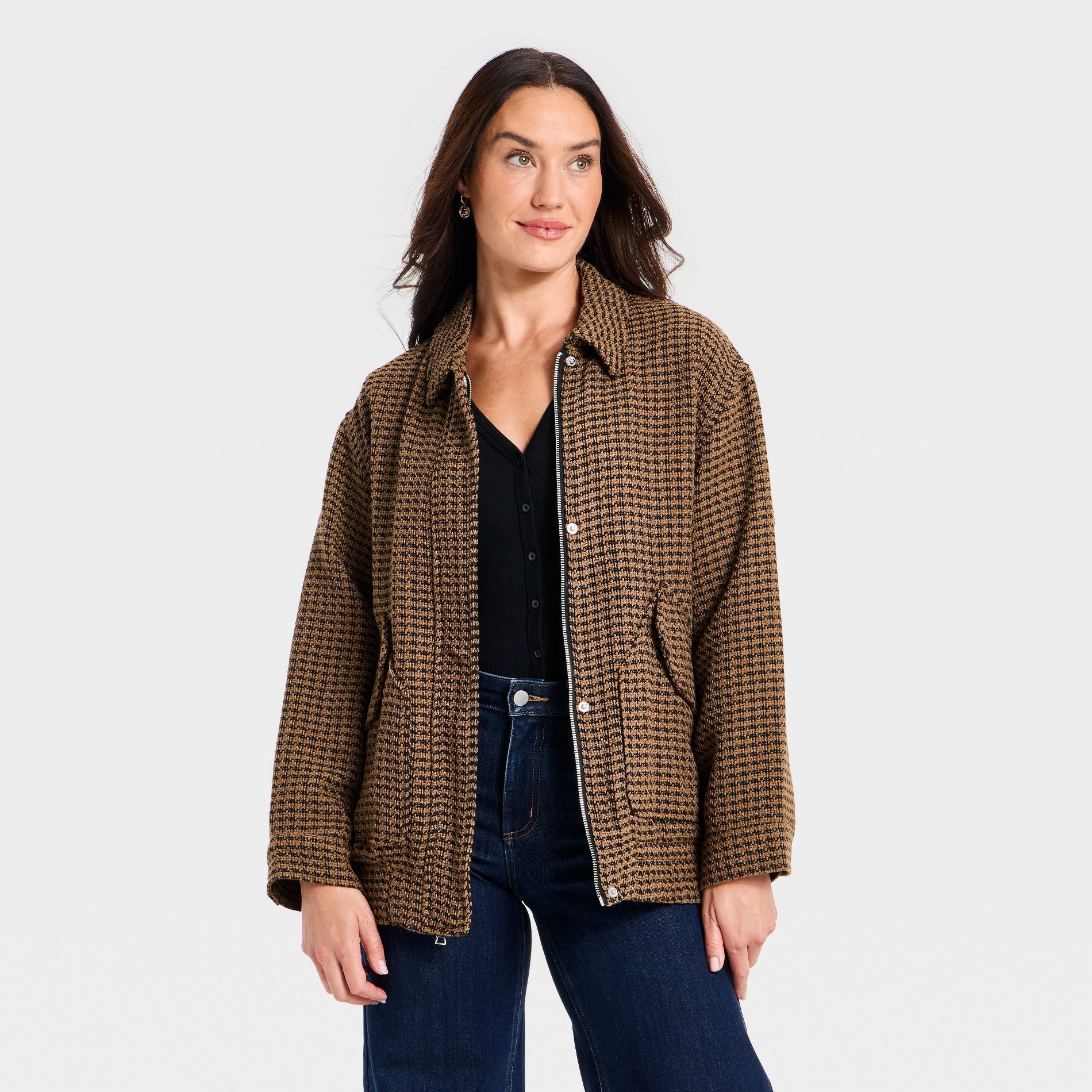 Women's Tweed Fashion Jacket - Universal Thread™ Brown
