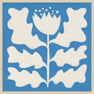 33"x33" Delighted Floral I Blue by Moira Hershey: Modern Botanical Art, Acrylic & Fir Wood Frame - Amanti Art - 1 of 4