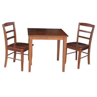 Set of 3 30&#34; X 30&#34; Dining Table with 2 Madrid Chairs Brown - International Concepts