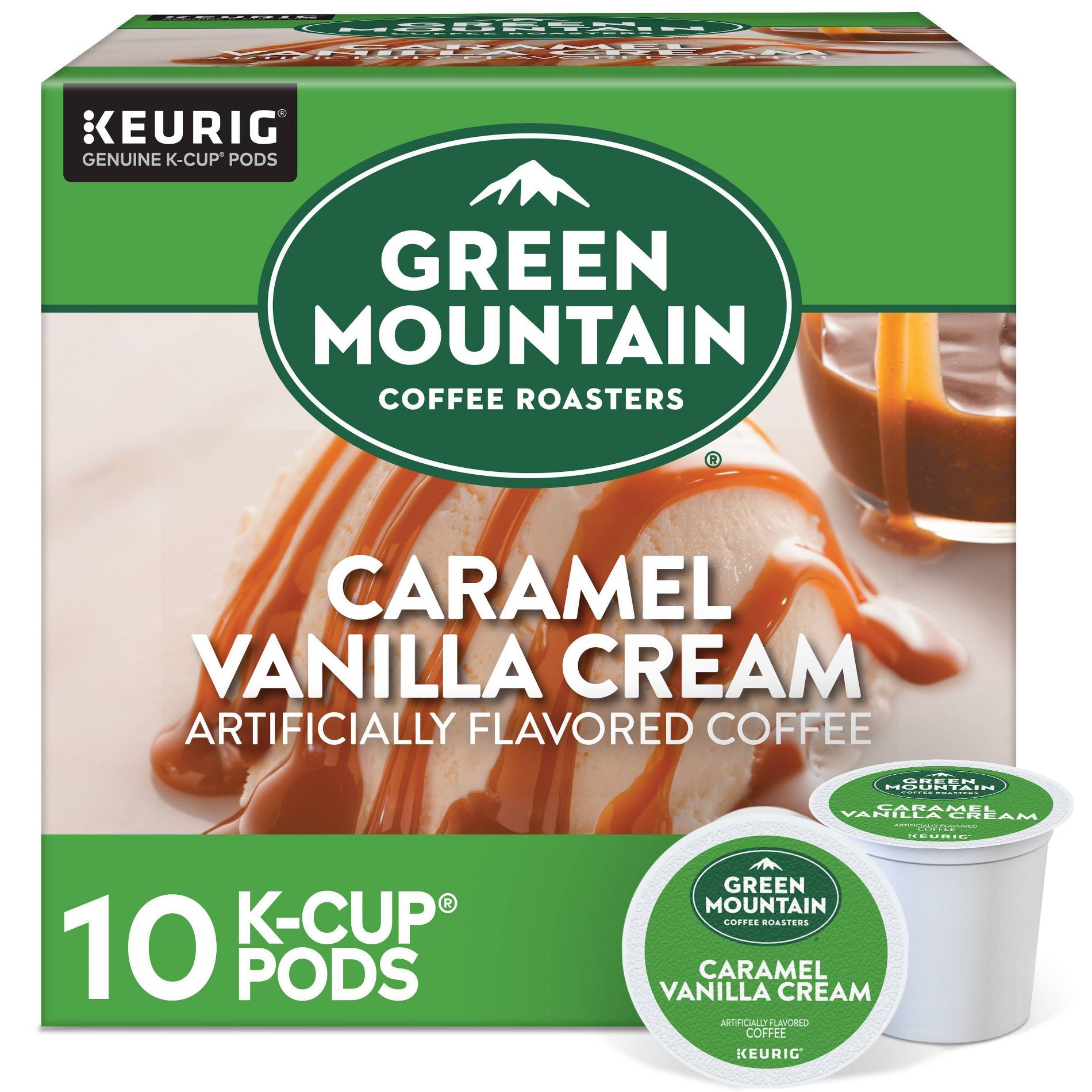 Green Mountain Caramel Vanilla Cream Flavored Keurig K-Cup Light Roast Coffee Pods