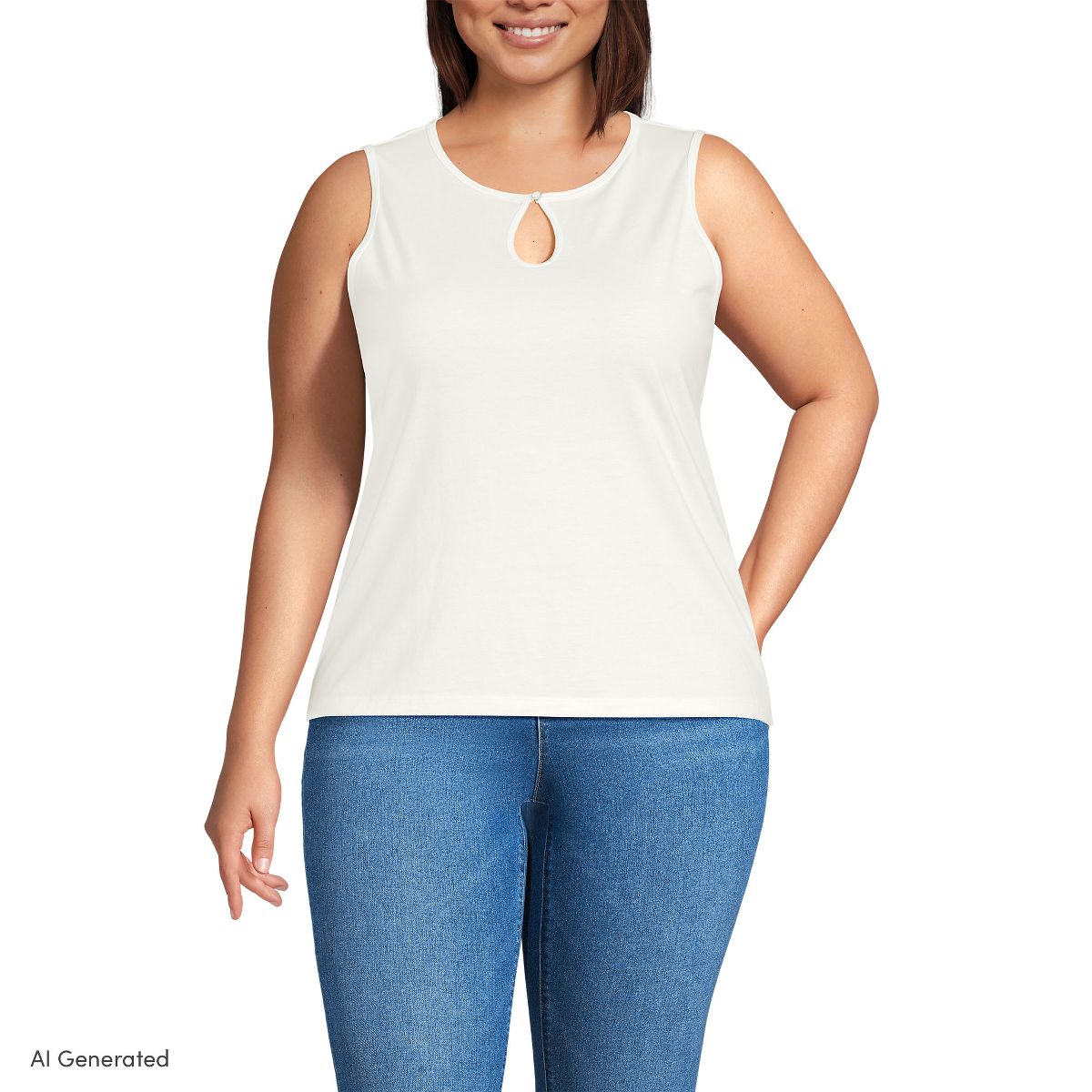 Lands' End Women's Supima Keyhole Tank - thumbnail 7