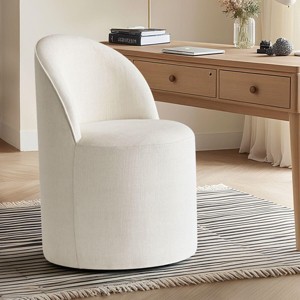 Best Home Office Chair with Wheels Linen Barrel Upholstered Office Chair Armless for Home Office,Living Room-Tanpinhause - 1 of 4