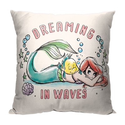 Disney Little Mermaid Dreaming In Waves 18" x 18" Throw Pillow