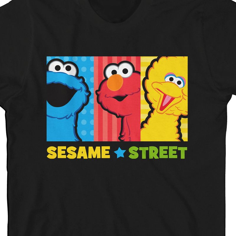 Bioworld Sesame Street Core Character Group Youth Black Tee With Short Sleeves And Crew Neck, 2 of 4