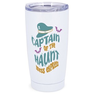 Elanze Designs Captain of the Haunt Mess Express Bats Halloween Wrap-Around Design 20 Ounce Stainless Steel On-The-Go Coffee Mug, Thermal Travel - 1 of 4