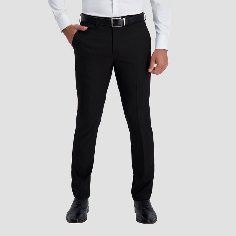 Haggar H26 Men's Stretch Slim Fit Dress Pants - Black 28x30: Lightweight, Mid Rise, Skinny Leg