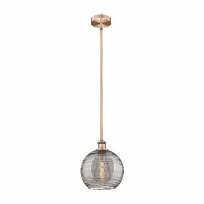 Athens Deco Swirl - 1 Light Stem Hung Mini Pendant In Industrial Style-11.13 Inches Tall and 10 Inches Wide