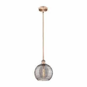 Athens Deco Swirl - 1 Light Stem Hung Mini Pendant In Industrial Style-11.13 Inches Tall and 10 Inches Wide - 1 of 1