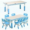 Kids Table and 6 Chairs Set, Height Adjustable Toddler Table and Chair Set with Graffiti Desktop and Non-Slip Legs, Max 300lbs Activity Art Table - 2 of 4