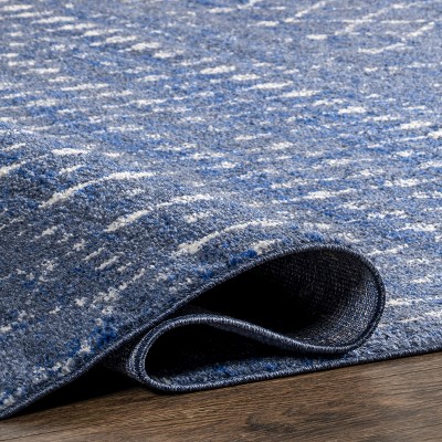 Dark Blue Trellis Synthetic Reversible Runner Rug