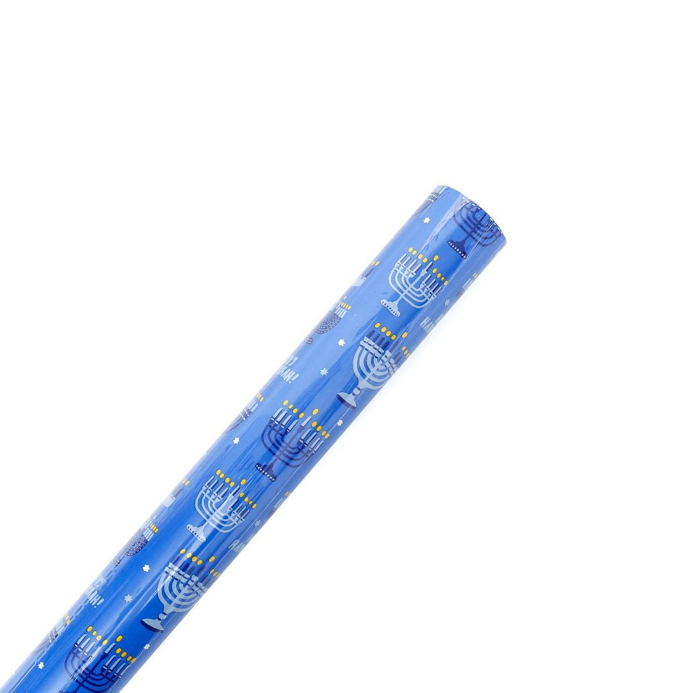 55 sq ft Happy Hanukkah and Menorah Gift Wrap - Spritz