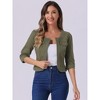 INSPIRE CHIC Women's Collarless Pockets 3/4 Sleeve Denim Jackets - 4 of 4