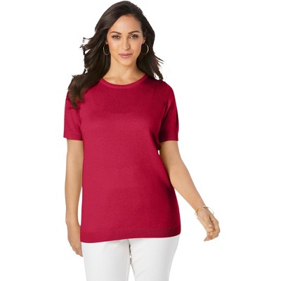 Jessica London Women's Plus Size Fine Gauge Crewneck Shell