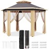 Sturdy Gray 13' x 13' Gazebo, Hexagonal Canopy Shelter with Mesh Screen, Steel Frame for Patio, Backyard, Weddings - 2 of 4