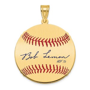 Black Bow Jewelry 14K Gold Plated Bob Lemon Signature MD Enamel Baseball Pendant - 1 of 4