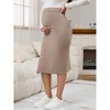 INSPIRE CHIC Women's Maternity High Waist Casual Side Split Stretchy Elastic Bodycon Sweater Skirt - 3 of 4