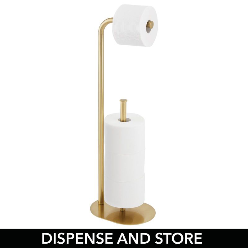 mDesign Metal Freestanding Toilet Paper Dispenser Stand, Holds 4 Rolls, 4 of 8