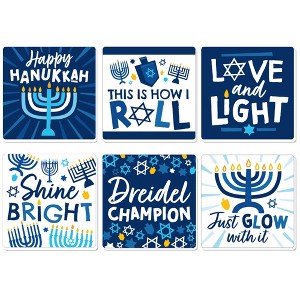 Big Dot of Happiness Hanukkah Menorah - Funny Chanukah Holiday Party Decorations - Drink Coasters - Set of 6 - 1 of 4