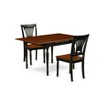 East West Furniture 3 Pc Kitchen Table set - Robust Two 9-Inch Drop Down Leaves Solid Wood Dinette Table & 2 Wooden Seat Dining Chairs,  White - 2 of 4