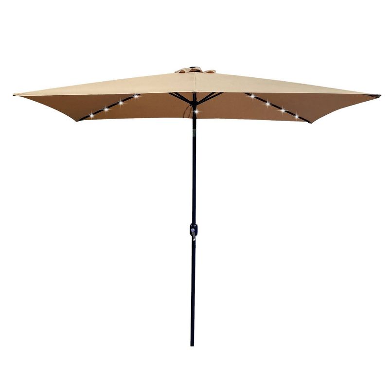 Wellfor 6.5&#39;x10&#39; Rectangular Outdoor Market Umbrella with 26 Solar LED Lights Taupe, 1 of 8
