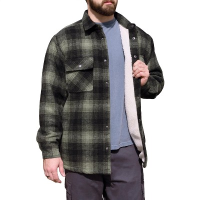 Victory Outfitters Men’s Heavyweight Brawny Brushed Woven Plaid Shirt Jacket with Snaps and Faux Shearling Lining ESPRESSO V — фото 7