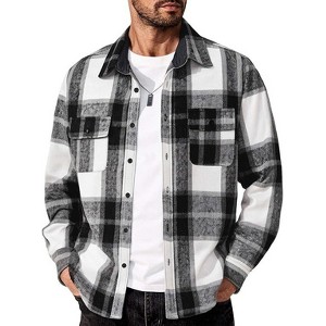 COOFANDY Men's Flannel Shirts Long Sleeve Cotton Plaid Shirt Jacket Casual Button Down Shirt with Pockets - 1 of 4