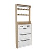 Gulches Oak Shoe Cabinet with Hanger - 3 Flip Doors & 2 Drawers, Large Storage, MDF Construction, Stylish for Entryway/Foyer - 4 of 4