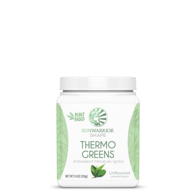 Shape Thermo Greens, Metabolism Boost & Digestion Support Powder, Aids in Calorie Burning, Unflavored or Green Apple, Sunwarrior, 210g 30 Servings