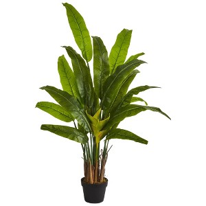 54" Artificial Traveler's Palm Tree in Pot Black - Nearly Natural - 1 of 3