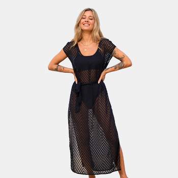 Women's Black Side Slit Maxi Cover-Up Dress - Cupshe
